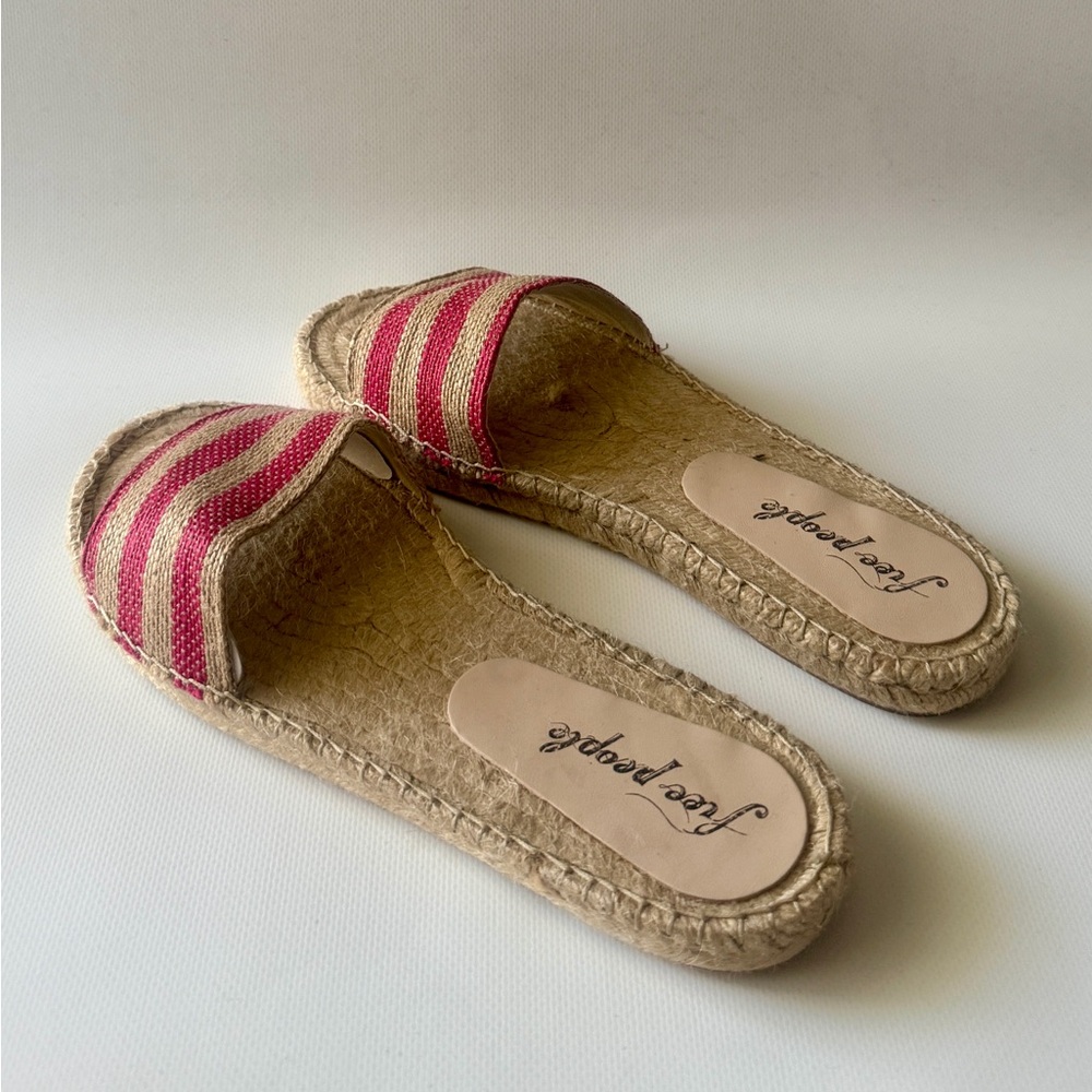 Free People Pink Striped Women's Espadrille Sandals
